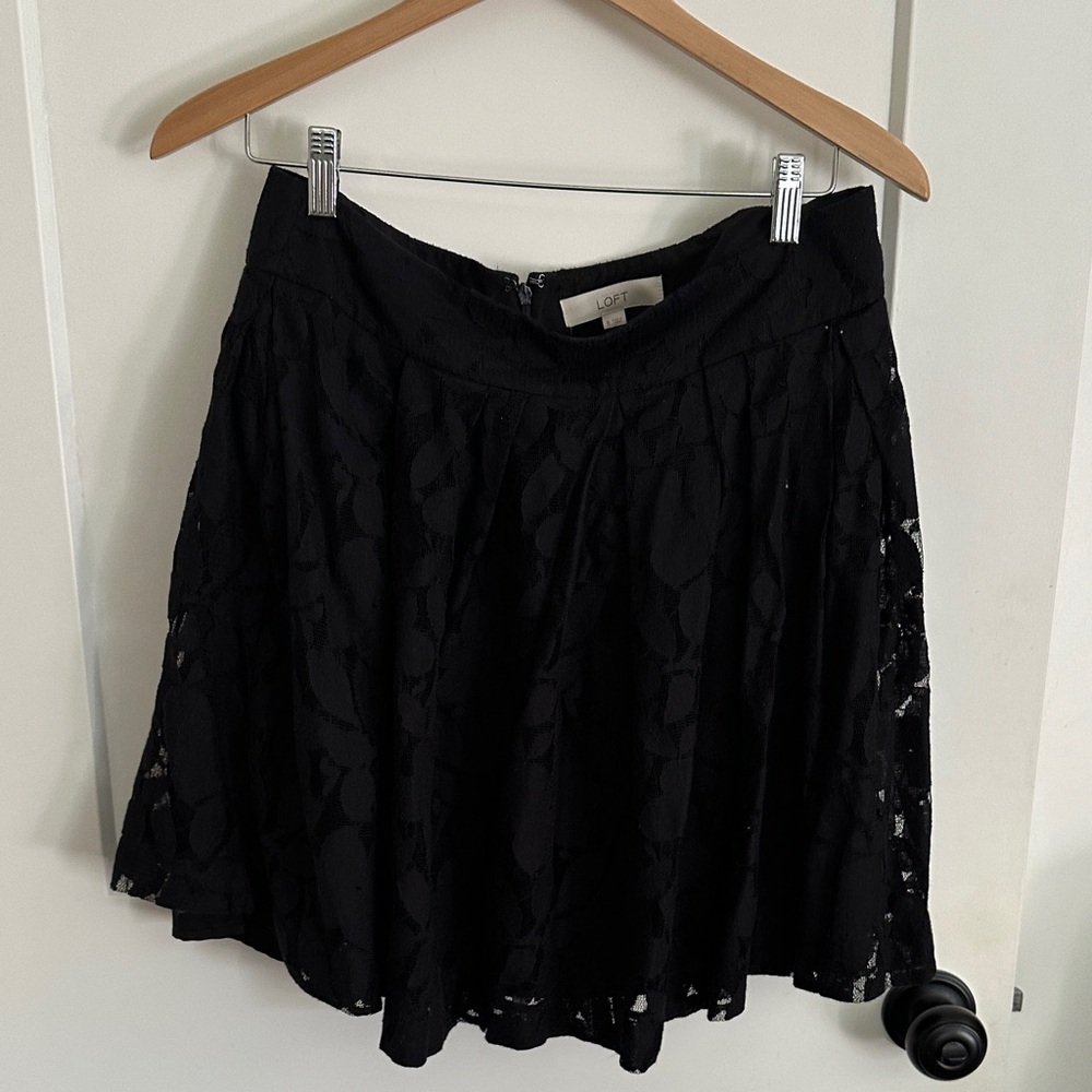LOFT Elegant Black Skater Skirt